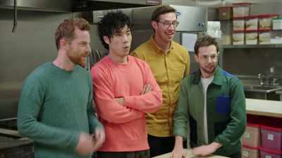 [suspenseful music playing] - No Recipe Road Trip With the Try Guys