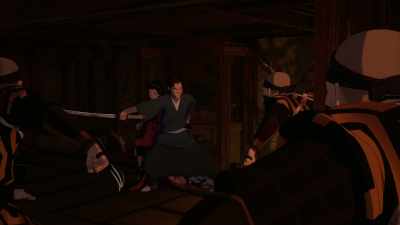 -[sword chiming]
-[door opens] - BLUE EYE SAMURAI