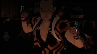 -[swords slicing]
-[loud thuds] - BLUE EYE SAMURAI