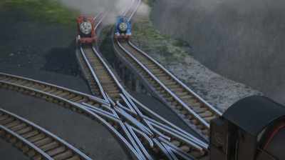 Take the tracks that go around
the building, James! - Thomas & Friends: Journey Beyond Sodor
