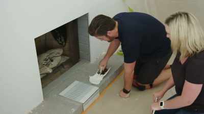 Take your trowel and at a 45
degree angle, go... [imitates whoosh] - Help! I Wrecked My House
