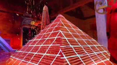 Talia's on the pyramid,
but it's a tricky place to leave. - Floor Is Lava