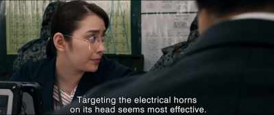 Targeting the electrical horns
on its head seems most effective. - Shin Ultraman
