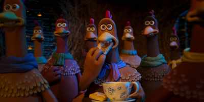-[tense music playing]
-[chickens murmuring] - Chicken Run: Dawn of the Nugget
