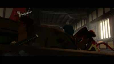 -[tense music playing]
-[Daichi yelling] - BLUE EYE SAMURAI