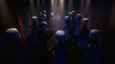 (tense music playing) - Megamind vs. the Doom Syndicate