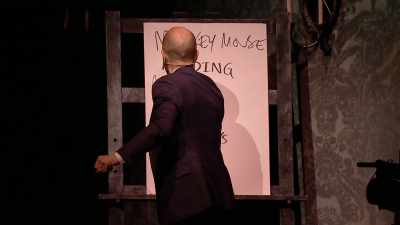 Thank you so much.
Mickey Mouse holding a pencil sharpener. - Derren Brown: Miracle