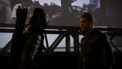 -THANKS FOR THE SAVE.
-WHERE ARE THE OTHER TWO? - Arrow