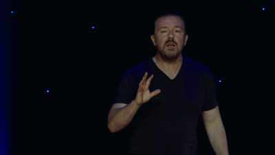 That calming, hypnotic voice, 
like, "Nothing bad will happen." - Ricky Gervais: Humanity