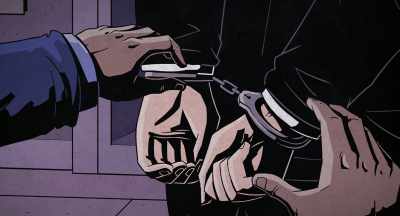 That day, he's arrested
because he's a fugitive. - Murder of God's Banker