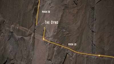 That night,
we go up our fixed lines - The Dawn Wall