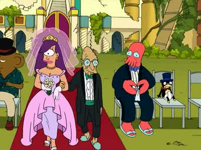 That pig over there is wearing the same sandals as me. - Futurama