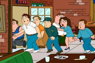 That's right. Go back where
you came from, you bastards! - Family Guy