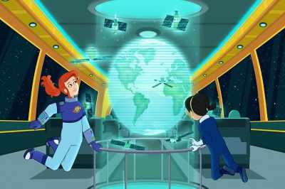 -That's why my cameras point down.
-Send that data to the scientists below. - The Magic School Bus Rides Again