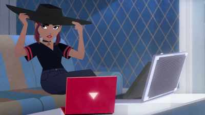 That's why when Cleo's courier arrives
to authenticate the painting, - Carmen Sandiego