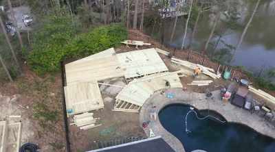 The 2,000 square foot deck
around the pool is down - Homegrown