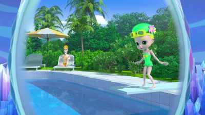 The alligator is in Preston
Praxton's swimming pool? - Rainbow Rangers