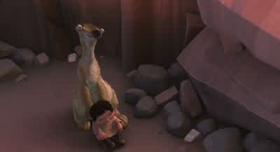 The baby Please I was returning him to his herdNice try bucktooth You callin' me a liarI didn't say that You were thinkin' itI don't like this cat He reads minds - Ice Age