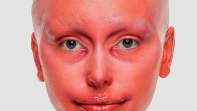 The bald cap has been cut
too low in the forehead, - Glow Up: Britain's Next Make-Up Star