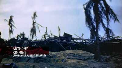 The beach was a mass
of highly colored fish - The Pacific War in Color