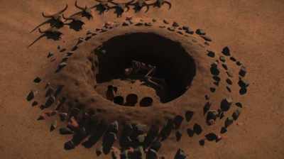 The body was laid to rest
in a simple circular pit below. - Lost Kingdom of the Black Pharaohs