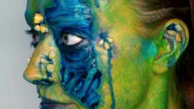The brush strokes in the blue, - Glow Up: Britain's Next Make-Up Star