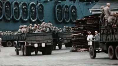 THE BURDEN TO CARRY
IT ALL IS ON THE NAVY. - The Pacific War in Color