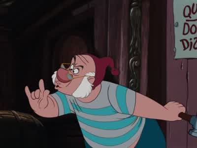 The poor captain has a splitting headacheWe mustn't annoy himWell captain it's nice to see you smiling againBrings back the good old days when we was leadin' a healthy normal lifeScuttlin' ships cuttin' throatsCaptain why don't we put to sea againYou know - Peter Pan