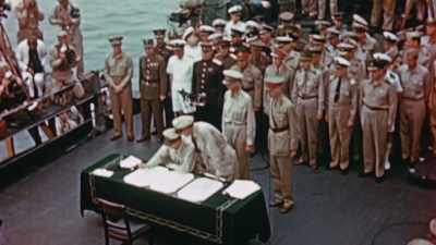 THE CEREMONY ENDS
WITH A FEROCIOUS ROAR-- - The Pacific War in Color