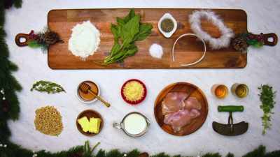 The chicken is dredged
in buttermilk, flour, - Baking It