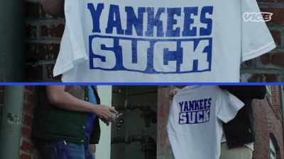 The classic white with blue
Yankees Suck was 10 bucks. - I Was a Teenage Felon