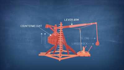 The counterweight is hoisted into the air - Ancient Engineering