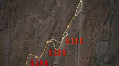 The Dawn Wall
has more hard pitches - The Dawn Wall