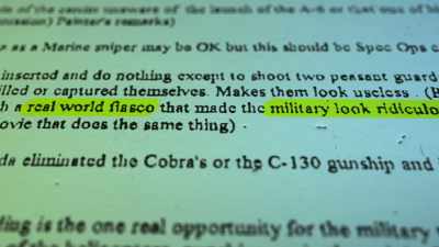"The DOD is not about to cooperate on a movie that - Theaters of War