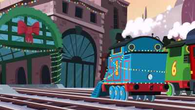 The dog thinks he has protected
us once again from an intruder. - Thomas & Friends: The Christmas Letter Express