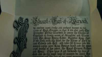 The Earl of Warwick's confession - The White Princess