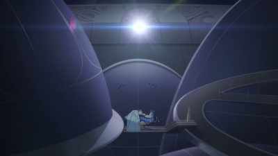 The elevator is soundless.
But I can hear my voice. - Doraemon the Movie: Nobita's Sky Utopia