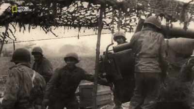 The engineers fire
their tommy guns down the tunnel - Hitler's Last Stand