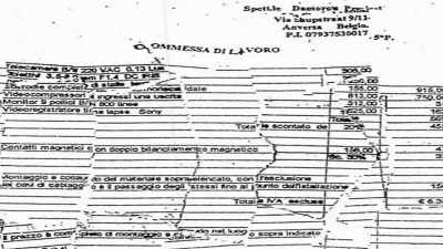 The fake work order
for Notarbartolo's company - History's Greatest Heists with Pierce Brosnan