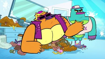 The feathers are everywhere. - Teen Titans Go!