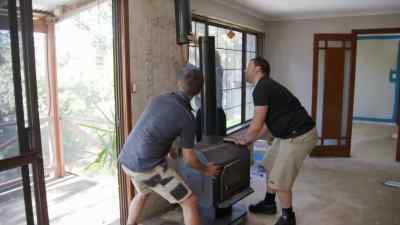 The fireplace is a nice feature
here in the hills, so we're reusing it. - Selling Houses Australia