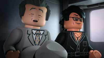 The gentleman sleeping
is Hammond's lawyer, - LEGO Jurassic Park: The Unofficial Retelling