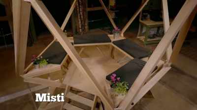 The geometric structure made
from cedar, - Handmade: Britain's Best Woodworker
