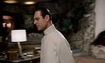The glass is convex ten inches thick which accounts for the magnifying effectMinnows pretending they're whales Just like you on this island Dr NoIt depends Mr Bond on which side of the glass you are - Dr  No
