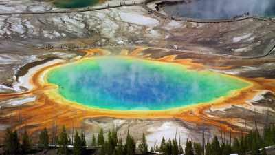 The Grand Prismatic Spring
is the single feature - Yellowstone: One-Fifty
