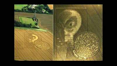 The gray alien head
and binary code disk - Truth Hunter