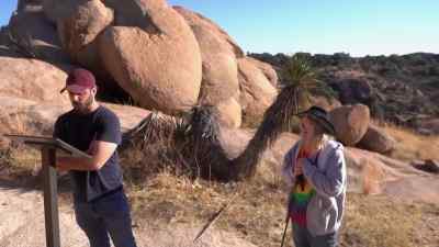 "The grinding mortars
on the large granitic - American Highway