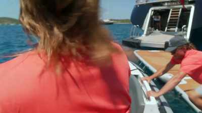 The guests are ready
to be picked up. - Below Deck Sailing Yacht