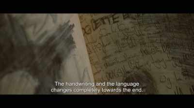 The handwriting and the language
Changes completely towards the end. - Lake of Death