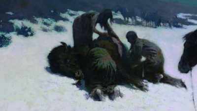 The head was untouched, except
one side was painted yellow - The American Buffalo